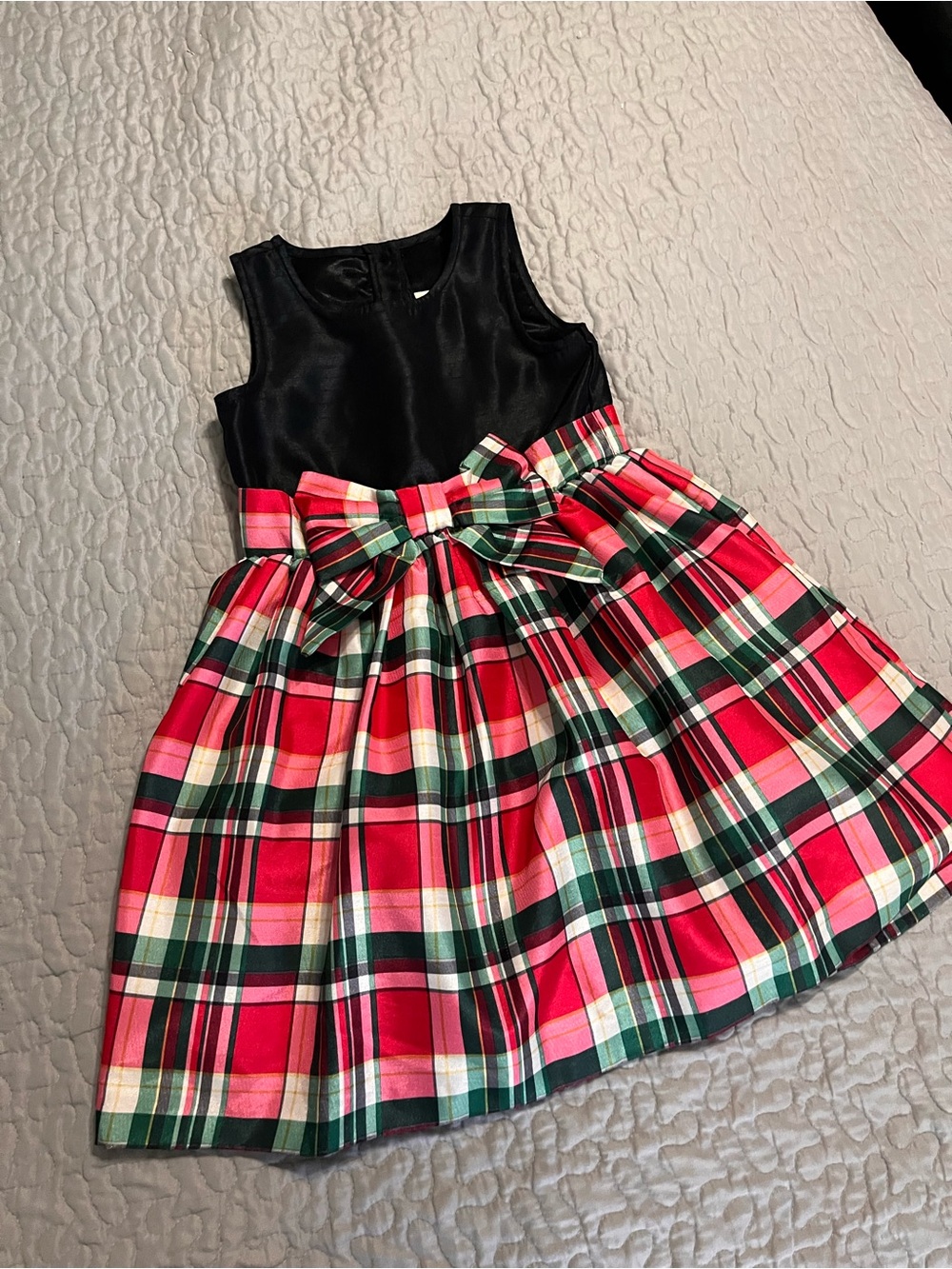 Gymboree Christmas dress with Black Bodice Red & Green Plaid Bow Kids size 5